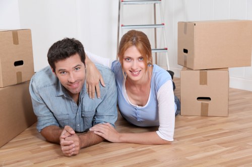 Organised moving boxes and packing materials ready for a Fulham relocation